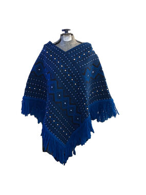 Women's Unbranded Poncho One Size Blue black white